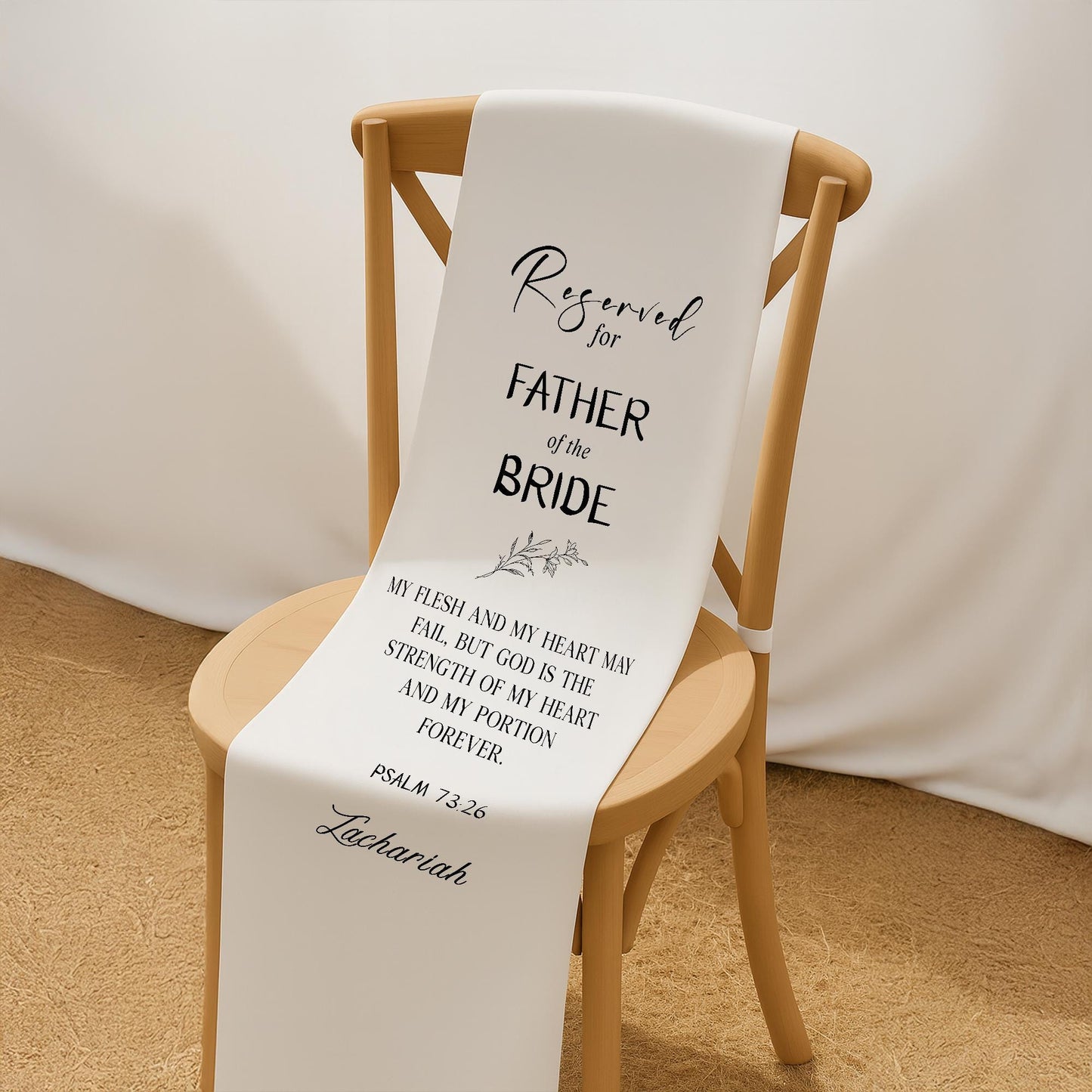 Reserved for Father of the Bride Wedding Chair Banner – Personalized Ceremony Seat Sign with Bible Verse, Custom Memorial Decoration