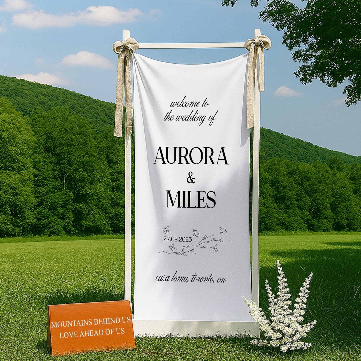 Wedding Welcome Sign – Personalized Wedding Sign with Names, Date & Venue, Custom Outdoor Wedding Decoration, Ceremony Entrance Sign