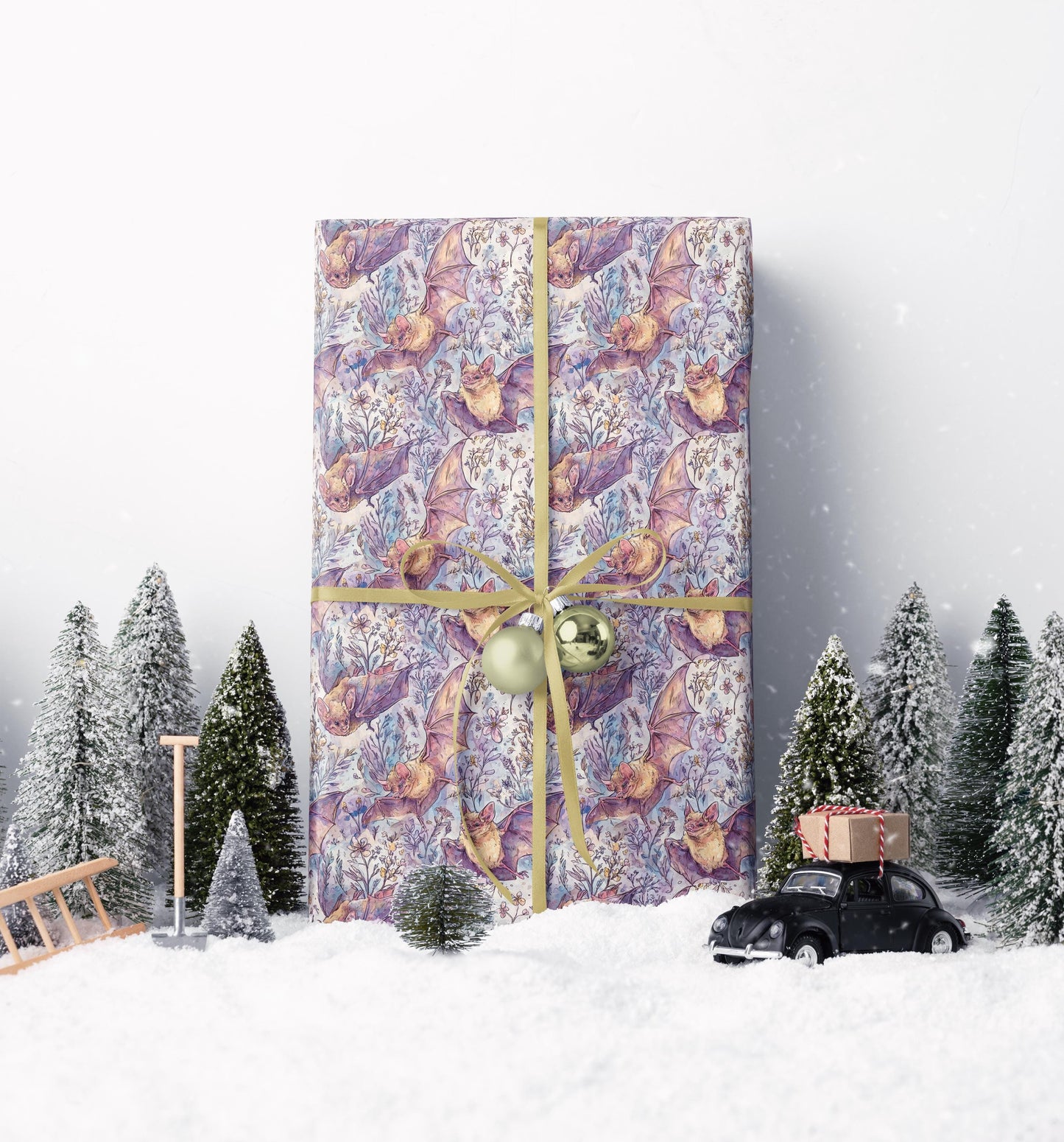 Creepy Bat Wrapping Paper Roll for Halloween, Haunted Gift Wrap for October Birthdays, Horror Parties, and Dark Decor #4