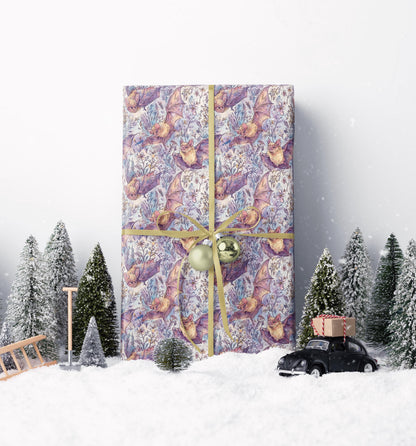 Creepy Bat Wrapping Paper Roll for Halloween, Haunted Gift Wrap for October Birthdays, Horror Parties, and Dark Decor #4
