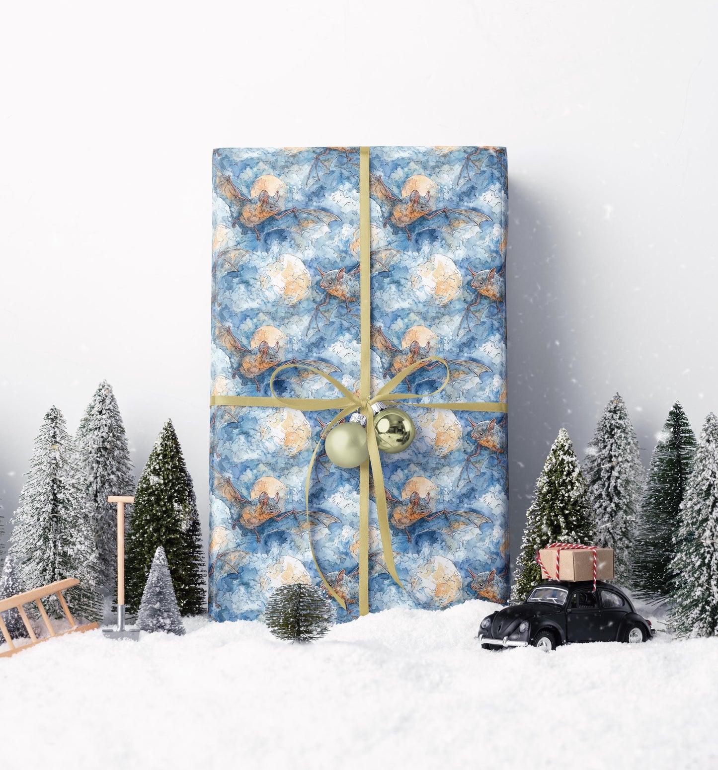 Flying Bat Halloween Wrapping Paper Roll, Creepy Gothic Gift Wrap for October Celebrations and Haunted Gift Giving #6