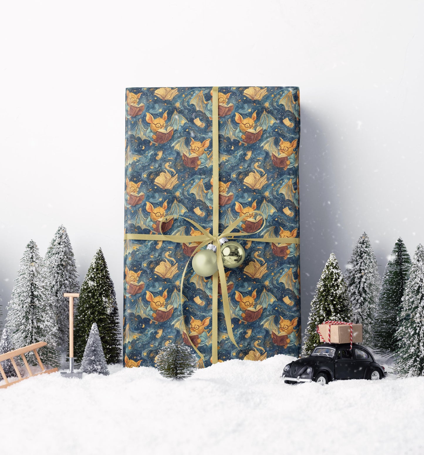 Gothic Bat Wrapping Paper Roll for Halloween, Dark Spooky Gift Wrap for Horror Fans, Haunted Houses, and Scary Parties #7
