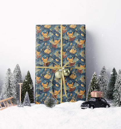 Gothic Bat Wrapping Paper Roll for Halloween, Dark Spooky Gift Wrap for Horror Fans, Haunted Houses, and Scary Parties #7