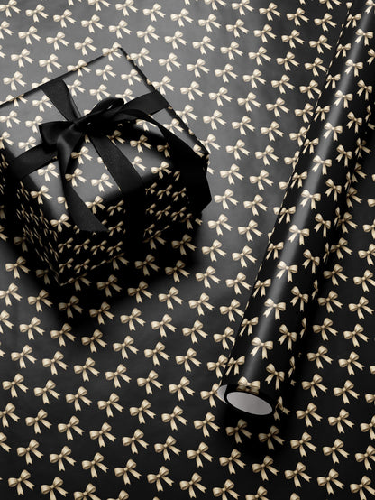 Classy Wrapping Paper Black Bow Gift Wrap Chic Wrapping Paper Wedding Gift for Her Birthday Present Bachelorette Gift Idea for Bridesmaid