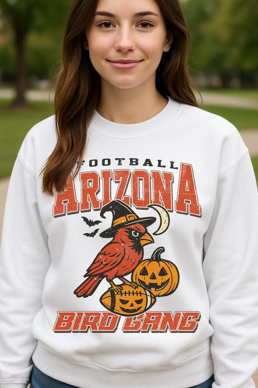 Vintage Style Arizona Spooky Sweatshirt | Bird Gang Halloween Football Shirt | Spooky Crow Pumpkin Shirt | Fall Sports Fan Gift