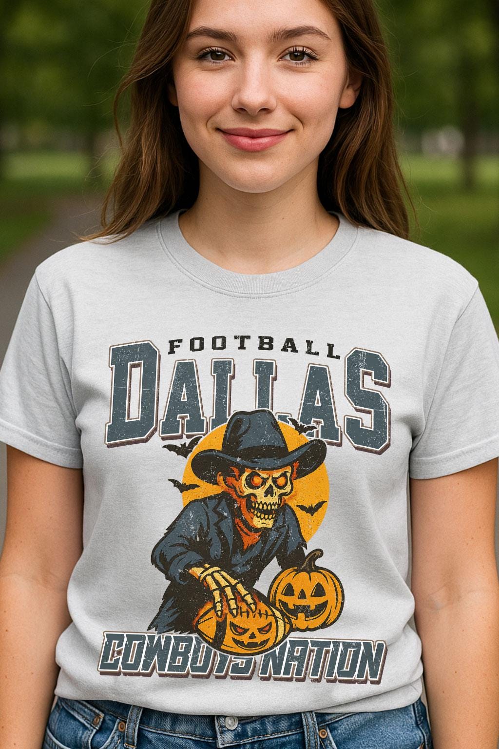 Vintage Style Dallas Spooky Sweatshirt | Cowboys Nation Halloween Football Shirt | Spooky Crow Pumpkin Shirt | Fall Sports Fan Gift