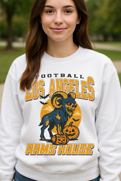 Vintage Style Los Angeles Spooky Sweatshirt | Rams House Halloween Football Shirt | Spooky Crow Pumpkin Shirt | Fall Sports Fan Gift