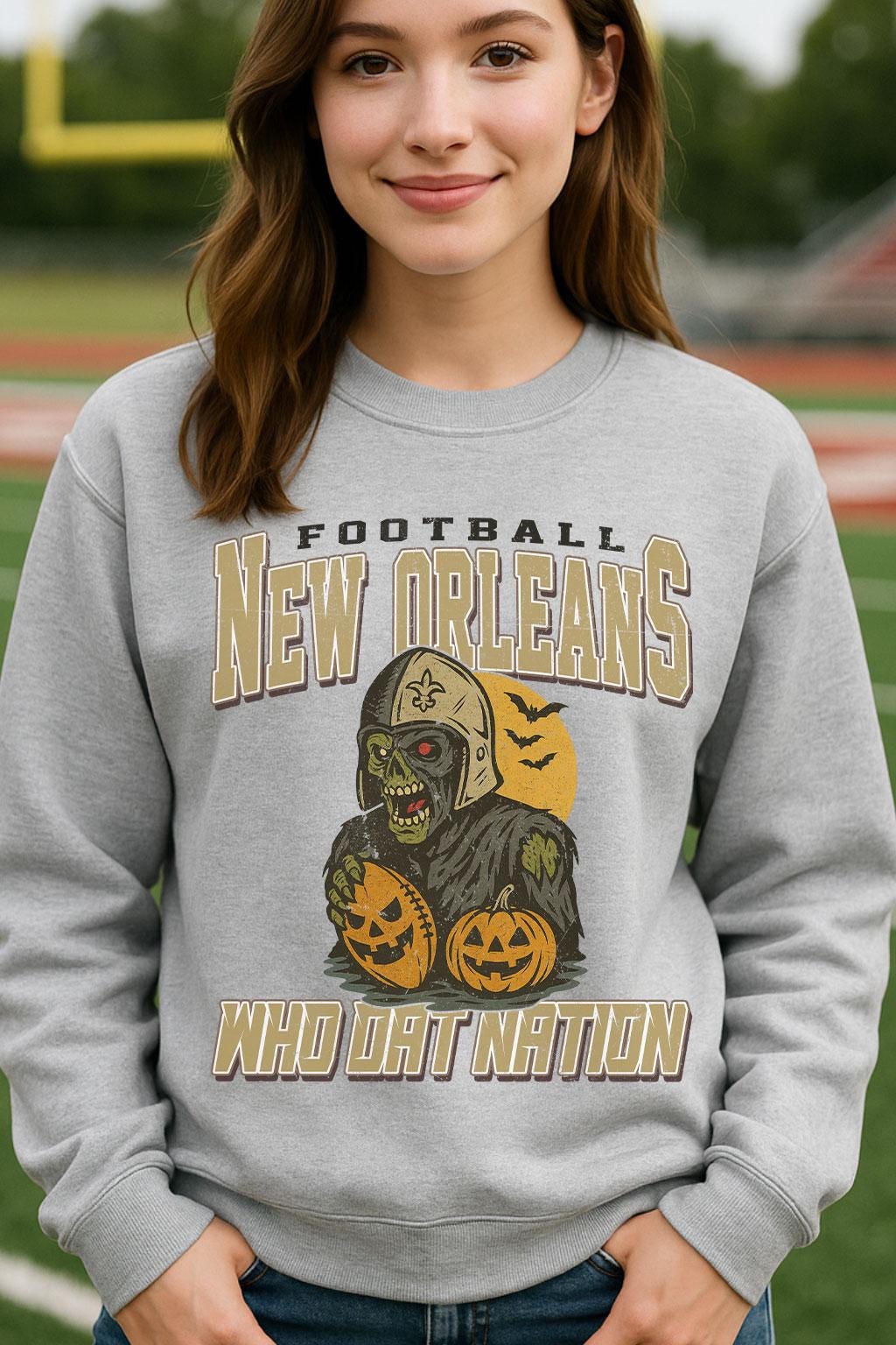Vintage Style New Orleans Spooky Sweatshirt | Who Dat Nation Halloween Football Shirt | Spooky Crow Pumpkin Shirt | Fall Sports Fan Gift