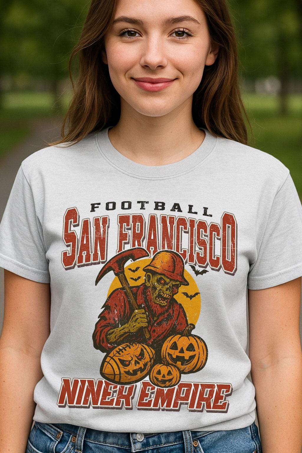 Vintage Style San Francisco Spooky Sweatshirt | Niner Empire Halloween Football Shirt | Spooky Crow Pumpkin Shirt | Fall Sports Fan Gift
