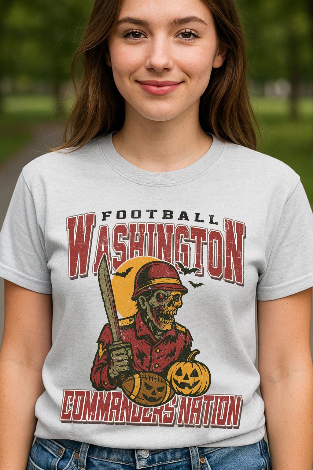 Vintage Style Washington Spooky Sweatshirt | Commanders Nation Halloween Football Shirt | Spooky Crow Pumpkin Shirt | Fall Sports Fan Gift