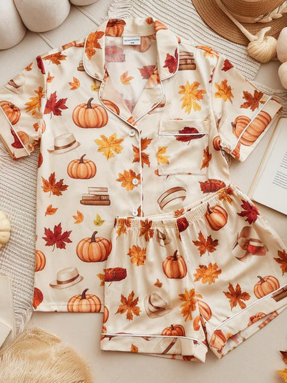 Anne of Green Gables Satin Pajamas, Cozy Fall Aesthetic Pjs, Cozy Season Pjs, Autumn Pajamas, Fall Pajamas, Pumpkin Pajamas, Family Pyjamas