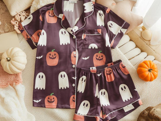 Ghost and Pumpkin Pajamas Set, Halloween Pajamas, Cute Ghost Halloween Pajamas, Ghost Pjs, Pumpkin Pajamas Set, Spooky Season, Pumpkin Ghost