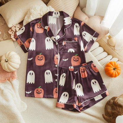 Ghost and Pumpkin Pajamas Set, Halloween Pajamas, Cute Ghost Halloween Pajamas, Ghost Pjs, Pumpkin Pajamas Set, Spooky Season, Pumpkin Ghost