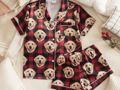 Custom Pet Face on Pajamas Set, Custom Pet Photo Pajamas, Custom Christmas Pajama Set, Custom Pajamas with Pet Face, Birthday Party Gifts