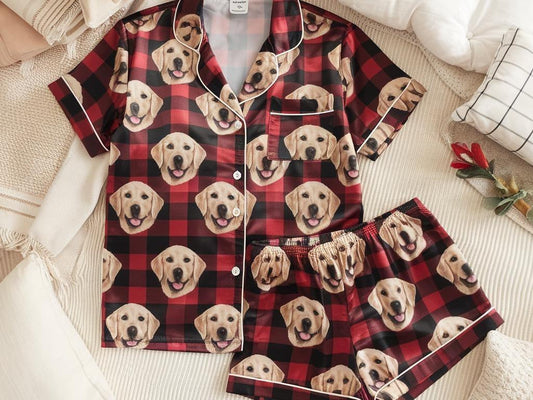 Custom Pet Face on Pajamas Set, Custom Pet Photo Pajamas, Custom Christmas Pajama Set, Custom Pajamas with Pet Face, Birthday Party Gifts