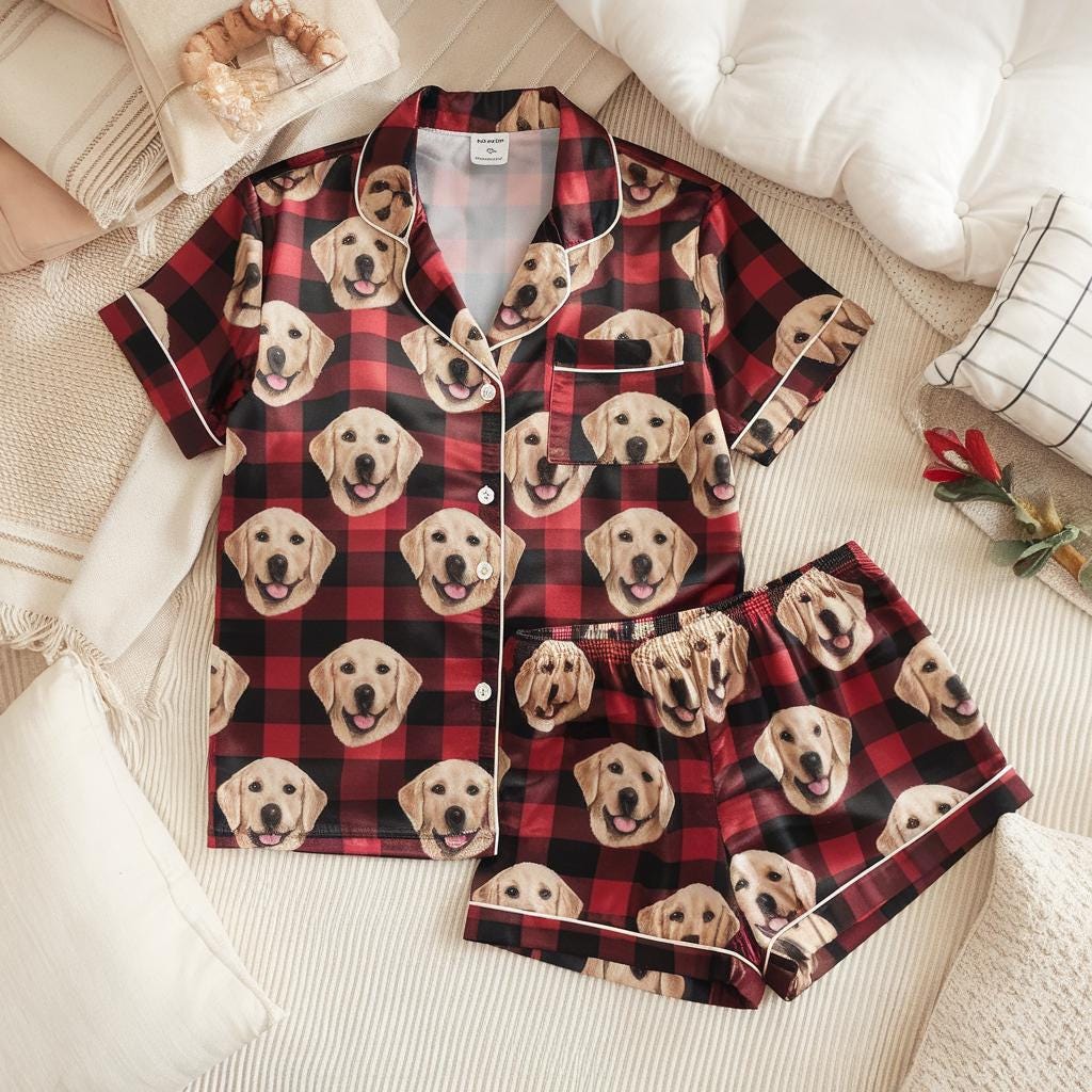Custom Pet Face on Pajamas Set, Custom Pet Photo Pajamas, Custom Christmas Pajama Set, Custom Pajamas with Pet Face, Birthday Party Gifts