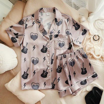 Rock On Rockstar Music Guitar Satin Pajamas Set, Rock Music Lover Pajamas, Family Pajamas, Music Pajamas Set, Rock and Roll, Rock Pajamas