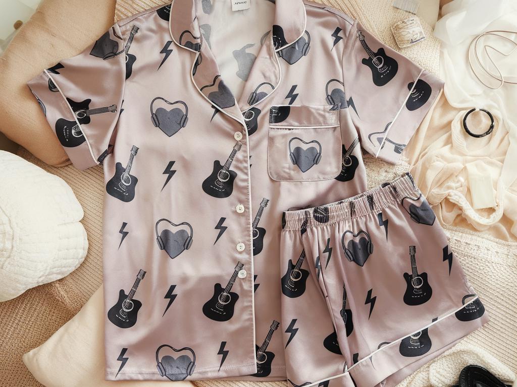 Rock On Rockstar Music Guitar Satin Pajamas Set, Rock Music Lover Pajamas, Family Pajamas, Music Pajamas Set, Rock and Roll, Rock Pajamas