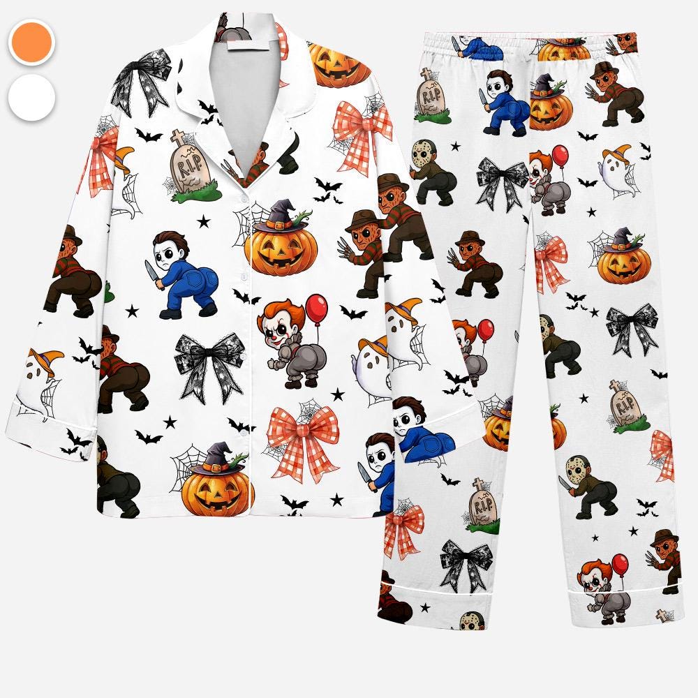 Killers Gonna Kill Pajamas Set, Horror Characters Pjs, Slasher Gift for Horror Fans, Horror Movie Pajama Set, Killers Merch, Halloween Gift