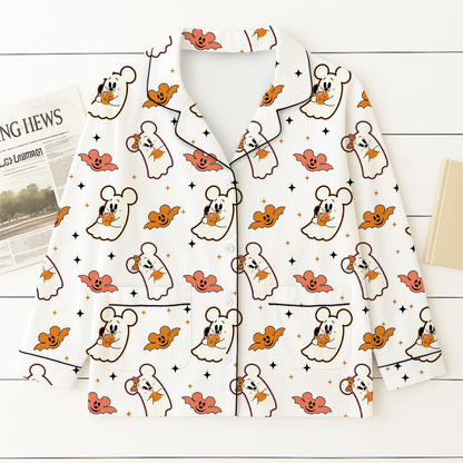 Halloween Mk Mn Mouse Pajamas Set, Mn Ghost Mk Bat Sleepwear, WDW Cartoon Homewear, Cozy Fall Loungewear, Spooky Season Gift