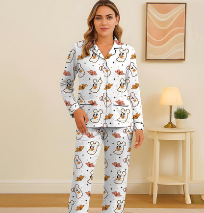 Halloween Mk Mn Mouse Pajamas Set, Mn Ghost Mk Bat Sleepwear, WDW Cartoon Homewear, Cozy Fall Loungewear, Spooky Season Gift