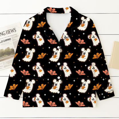 Halloween Mk Mn Mouse Pajamas Set, Mn Ghost Mk Bat Sleepwear, WDW Cartoon Homewear, Cozy Fall Loungewear, Spooky Season Gift