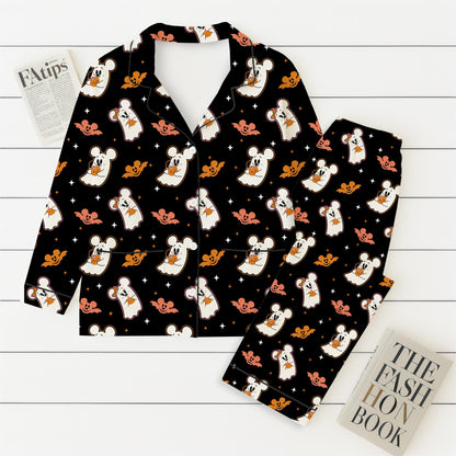 Halloween Mk Mn Mouse Pajamas Set, Mn Ghost Mk Bat Sleepwear, WDW Cartoon Homewear, Cozy Fall Loungewear, Spooky Season Gift