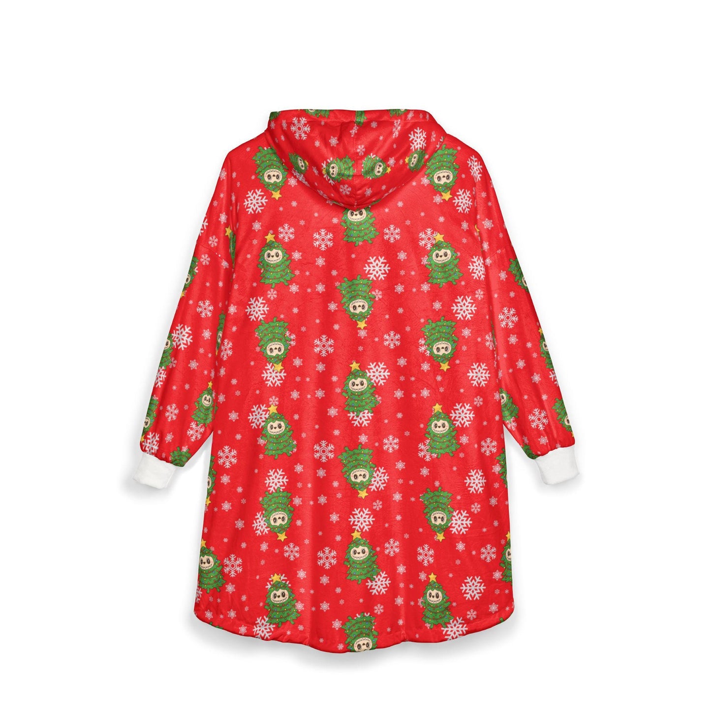 Labubu Christmas Tree Hooded Blanket: Soft Polyester Fleece