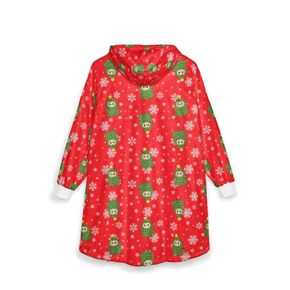 Labubu Christmas Tree Hooded Blanket: Soft Polyester Fleece