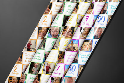 Personalised Photo Gift Wrap, Wrapping Paper, Birthday, Your Name, Customised, Wedding, Party, Paper, Your Colour, Anniversary, Recycle, Eco