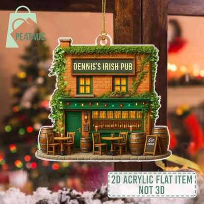 Personalized Irish Pub 2D Flat Ornament, Irish Pub Acrylic Ornament, Irish Ornament, Ireland Gifts Shamrock, Pub Decor Gift For Pub Lover