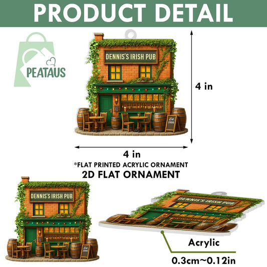 Personalized Irish Pub 2D Flat Ornament, Irish Pub Acrylic Ornament, Irish Ornament, Ireland Gifts Shamrock, Pub Decor Gift For Pub Lover