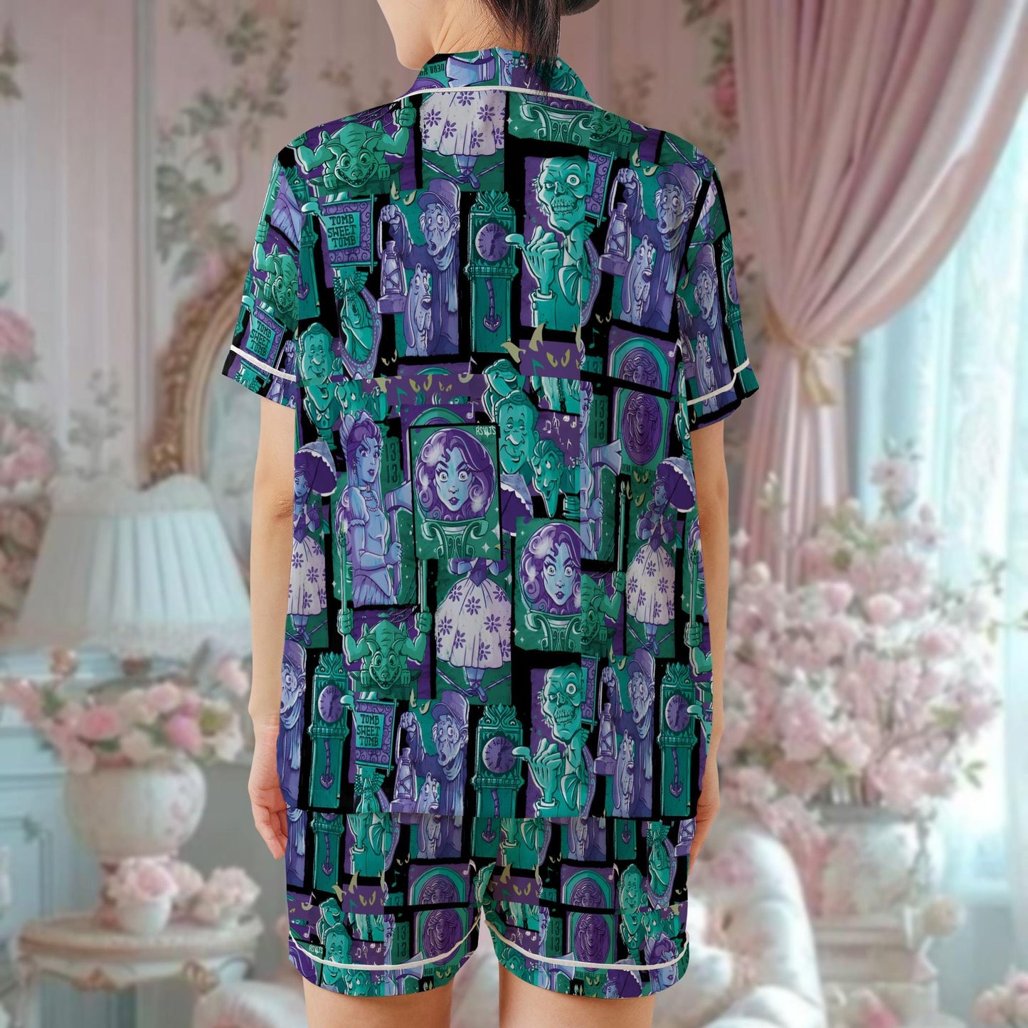 Retro The Haunted Mansion Pajama Set, Madam Leota Hitchhiking Ghosts The Hatbox Ghost Sleepwear, Welcome Foolish Mortals Loungewear Set