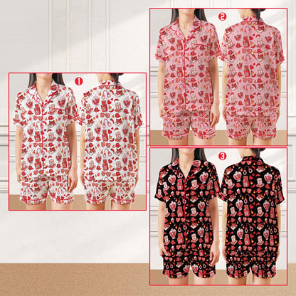 Smutty Book Lover Satin Pajamas, Funny Spicy Book Home Wear Pajamas Set, Spicy Romance Reader Gift,  Smut Slut Bookish Spicy Pajamas Set