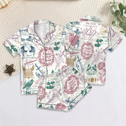 Velaris ACOTAR Satin Pajamas Set, A Court of Thorns and Roses Sleepwear, Fantasy Book Lover Gift, Cozy Bookish Pjs