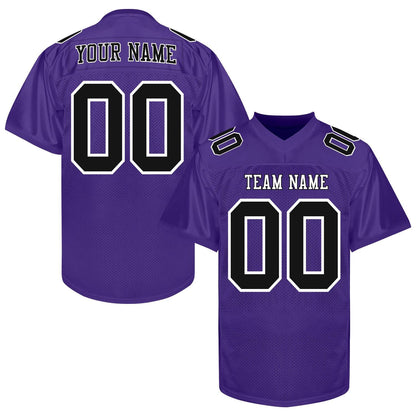 Personalized Purple Football Jersey Printed Name Number Logo, Purple Black Football Shirt Men Women Youth Kid, Practice Football Uniforms