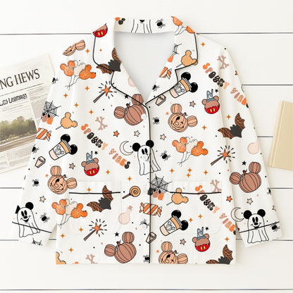 Halloween Pumpkin Mouse Ghost Pajamas Set,  WDW Cartoon Sleepwear, Halloween Mk Mouse Homewear, WDW Cartoon Fan Gift, Spooky Season Gift