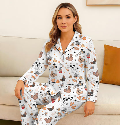 Halloween Pumpkin Mouse Ghost Pajamas Set,  WDW Cartoon Sleepwear, Halloween Mk Mouse Homewear, WDW Cartoon Fan Gift, Spooky Season Gift