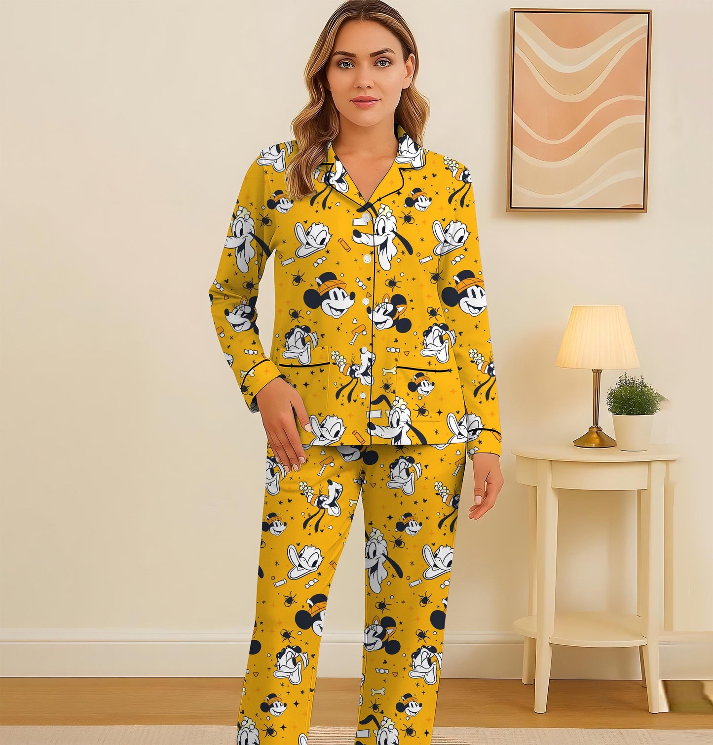 Halloween WDW Cartoon Pajamas Set, Mk Mn Mouse Sleepwear, Magic Kingdom Homewear, Trick or Treat Nightwear, Cartoon Character Pjs