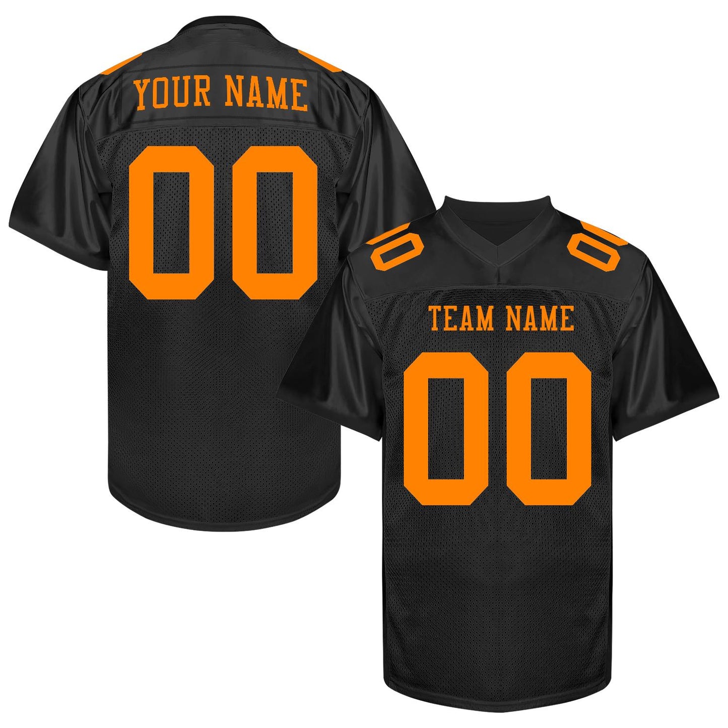 Custom Black Football Jersey Men Women, Personalized Black Orange White Football Jersey Shirt, Customize Team jersey Uniform for Fans Lovers