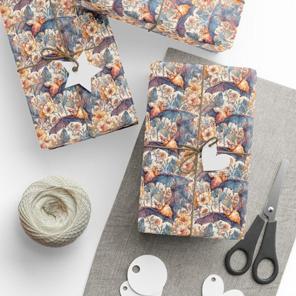 Bat Print Halloween Wrapping Paper Roll, Dark Gothic Gift Wrap for Spooky Season, Witchy Presents, and Haunted Celebrations #3