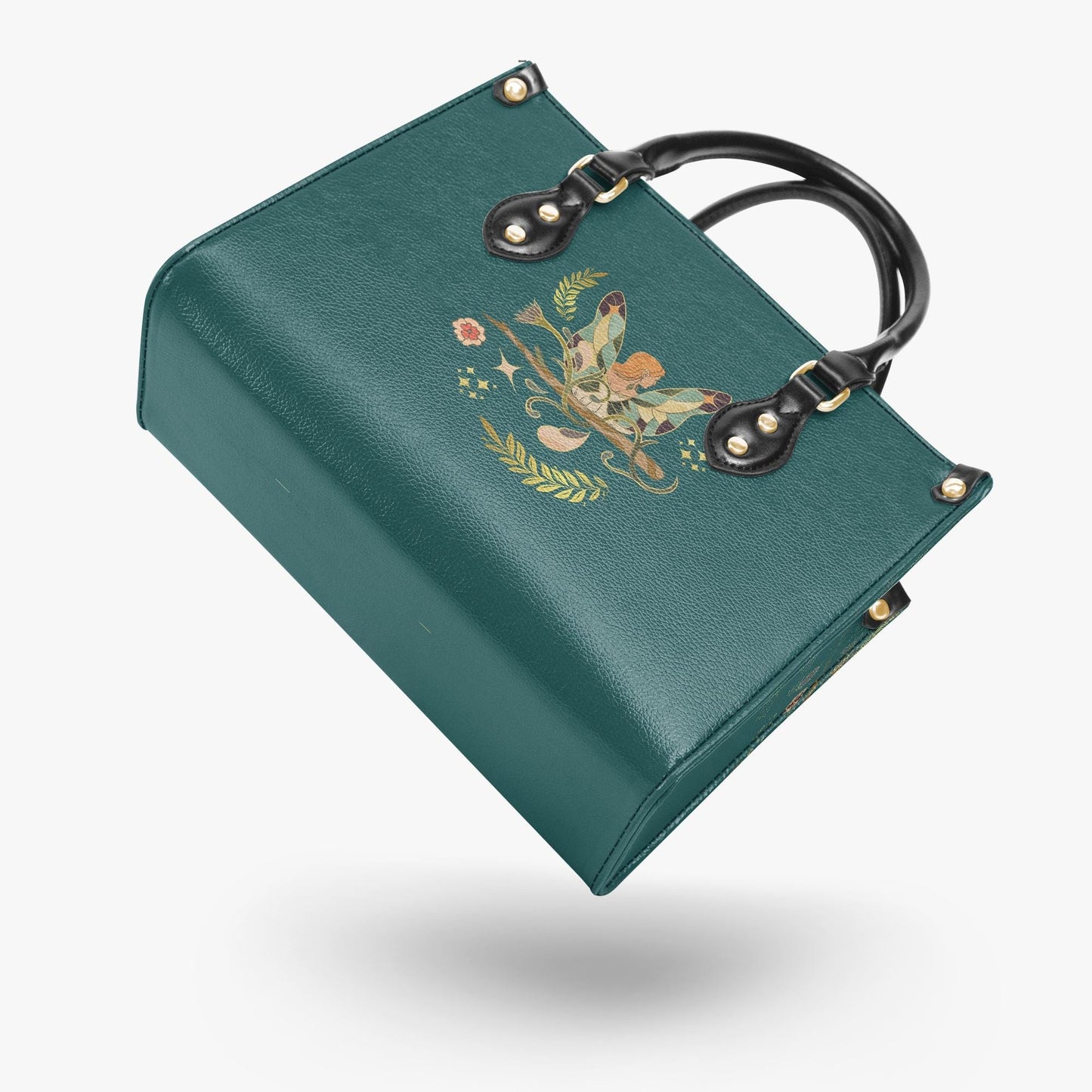 Fantasy Elf Handbag | Fairy Botanical Tote Bag | Floral Elf Purse | Woodland Fantasy Art | PU Leather Shoulder Bag