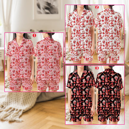 Spicy Book Lover Satin Pajamas Set, Smutty Bookish Pajama Set, Spicy Romance Reader Sleepwear, Funny Bookish Smut Slut Pajamas Set