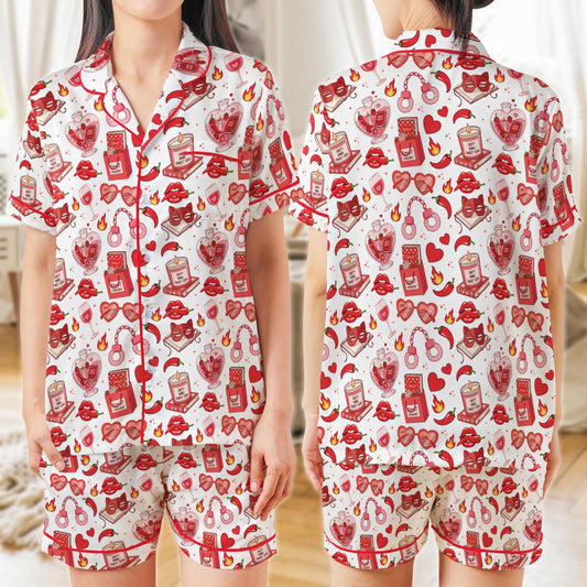 Spicy Book Lover Satin Pajamas Set, Smutty Bookish Pajama Set, Spicy Romance Reader Sleepwear, Funny Bookish Smut Slut Pajamas Set