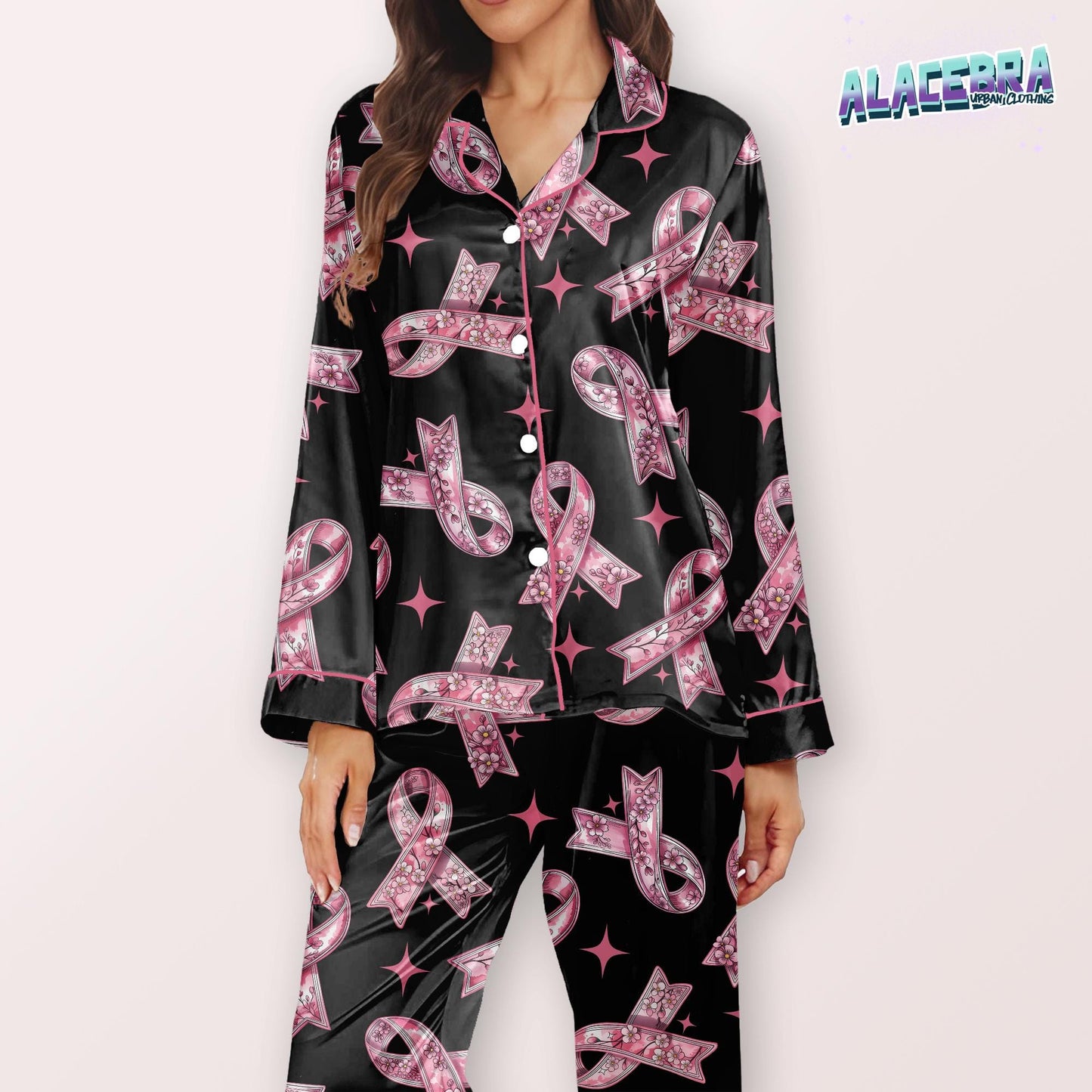 In October We Wear Pink Pajama Set | Breast Cancer Awareness Sleepwear | Pink Ribbon Short Sleeve & Shorts Lounge Set
