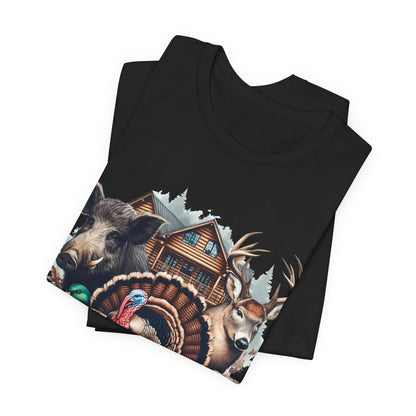 Thankful Hunting Graphic Tee: Unisex Thanksgiving Shirt