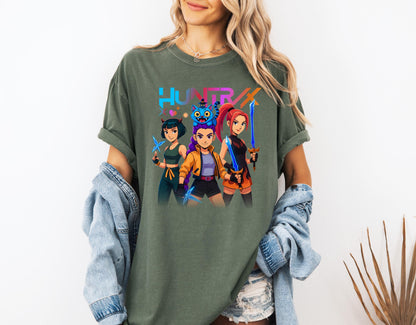 Kpop Demon Hunters Shirt, Huntrix Girl TShirt, Kpop idol group Shirt, Mira, Rumi, Joey Shirt, Demon Hunter Merch, Gift for Huntrix fan