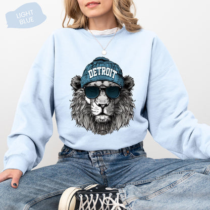 Vintage Detroit Animal Mascot Sweatshirt, Football Lion Spirit Shirt, Detroit Hoodie, Woman Crewneck Sport Gear, Unisex Lion Fan Apparel