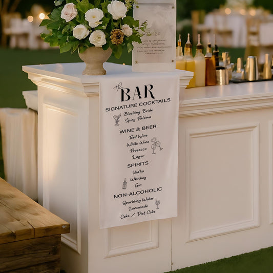 Personalized Signature Cocktails Banner | Wedding Bar Menu Runner | Modern Minimalist Reception Bar Sign | Custom Drinks List Table Decor