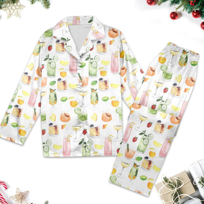 Cocktail Print Pajamas, Alcohol Drinks Pajamas, Gift for Her, Girls Weekend Outfit, Margarita Trendy Pajamas for Her, Margarita Pajamas